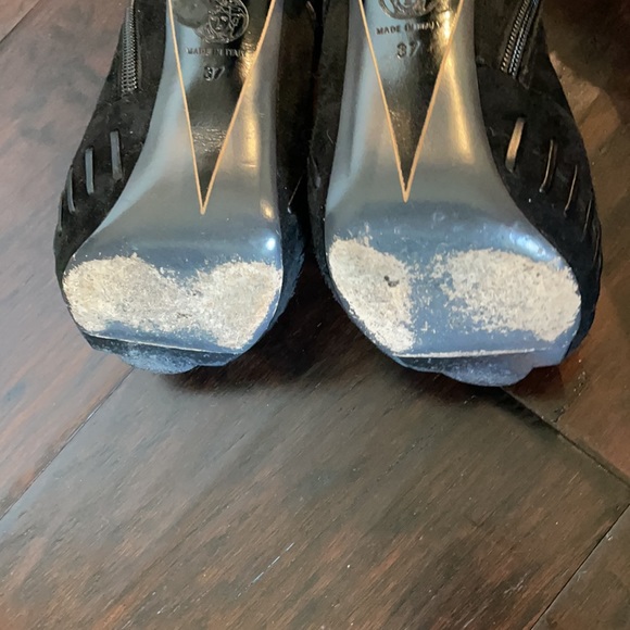 Versace black suede peep toe bootie - Picture 9 of 12